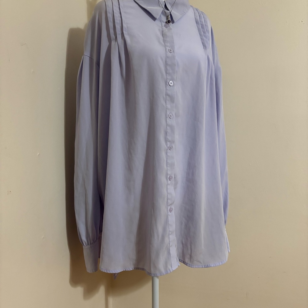 Worthington Lavender Button-Up Blouse